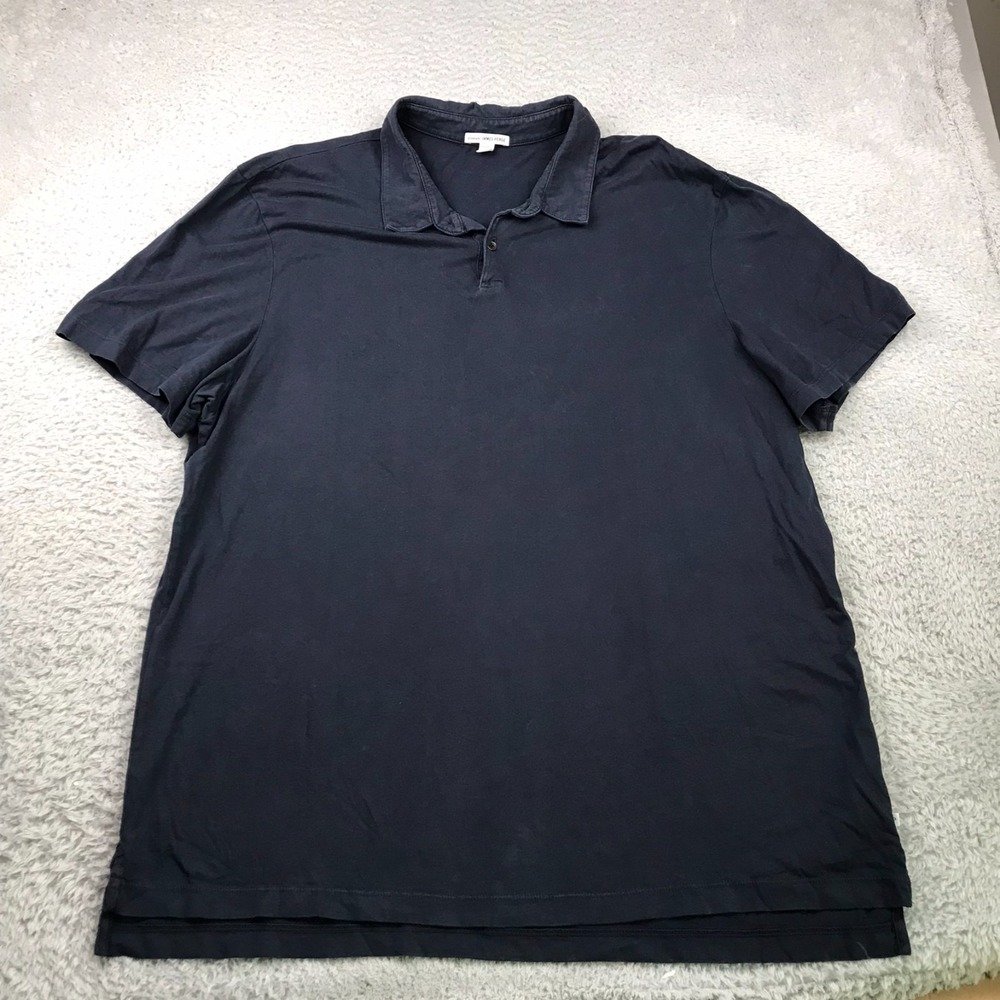 Standard James Perse Polo Shirt Mens 5/2XL Blue Supima Cotton Casual *FLAW